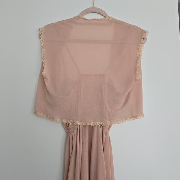 Vintage Pink Maxi Dress Set – Crochet Lace Trim Coquette Style - Picture 13 of 13